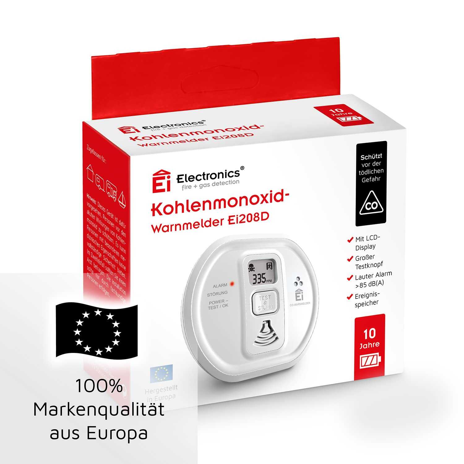 Ei Electronics Ei208D Kohlenmonoxid-Melder - Zuverlässiger CO-Melder mit LCD-Anzeige und Batterie Mesch Shop Ei Electronics Ei208D Kohlenmonoxid-Melder - Zuverlässiger CO-Melder mit LCD-Anzeige und Batterie Mesch Shop